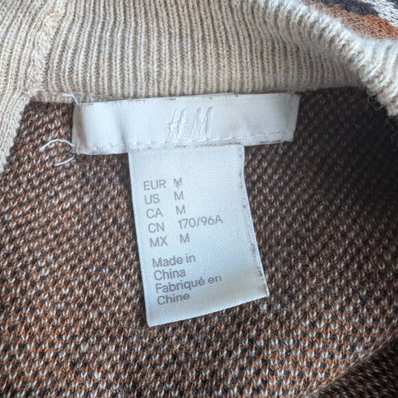 H&M Women’s Leopard Print Sweater Medium 100% Cotton Long Sleeve Knit Top - Picture 5 of 7
